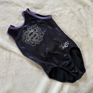 GK Elite Nastia Liukin Leotard Purple Supergirl Rhinestone Child Medium